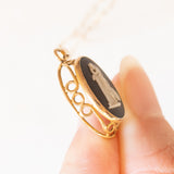 Vintage-Halskette aus 9-karätigem Gelbgold mit Jaspis-Anhänger aus 9-karätigem Gelbgold, 70er Jahre