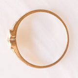 Herzförmiger Vintage-Siegelring + Zigeunerring aus 9-karätigem Gelbgold mit Zirkonia