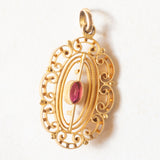 Vintage-Anhänger aus 8-karätigem Gelbgold mit rosa Glaspaste, 50er Jahre