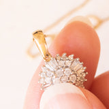 Vintage-Halskette mit Kette aus 9-karätigem Gelbgold und Anhänger aus 9-karätigem Gelb- und Weißgold mit Diamanten (ca. 0.35 ctw), 80er/90er Jahre