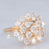 Anello vintage in oro giallo 14K con diamanti di taglio brillante (1.90ctw ca.), anni ‘70