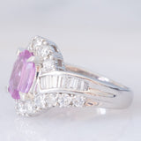 Anello vintage in platino con zaffiro rosa (1.37ct) e diamanti (1ctw), anni ‘90