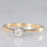 Vintage Solitärring aus 14-karätigem Gelbgold mit Diamant im alten europäischen Schliff (ca. 0.16 ct), 50er Jahre