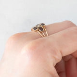 Anello harem in oro giallo 18K con granati (1.50ctw ca.) e pietre bianche, anni ‘60/‘70