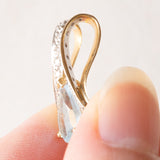 Vintage-Anhänger aus 14-karätigem Gelb- und Weißgold mit blauem Topas (ca. 1.75 Karat) und Diamanten (ca. 0.18 Karat), 60er Jahre