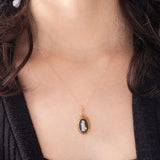 Vintage-Halskette aus 9-karätigem Gelbgold mit Jaspis-Anhänger aus 9-karätigem Gelbgold, 70er Jahre