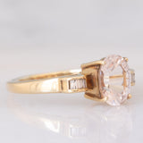 Anello da cocktail vintage in oro giallo 8K con morganite (1.50ct ca.) e diamanti