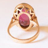 Anello da cocktail vintage in oro giallo 18K con tormalina rosa (12ct ca.), anni ‘60/‘70