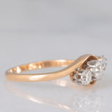 Trilogy antico in oro giallo 14K e argento con diamanti di taglio vecchia miniera (0.55ctw ca.), anni ‘10/‘20