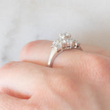 Anello a fiore vintage in platino con diamanti (0.76ctw), anni ‘80