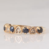 Mezzo eternity vintage in oro giallo 9K con zaffiri (0.40ctw ca.) e diamanti (0.04ctw ca.), anno 1986