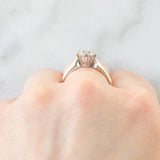 Anello a margherita vintage in oro bianco 14K con diamanti di taglio brillante (0.45ctw ca.)