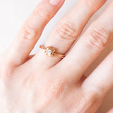 Vintage-Solitär aus 14-karätigem Gelb- und Weißgold mit Diamant (ca. 0.015 ct), 70er Jahre