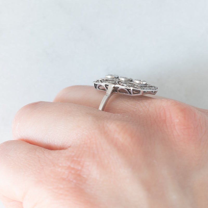 Anello Art Déco in oro bianco 14K e platino con diamanti (0.50ctw ca.), anni ‘30