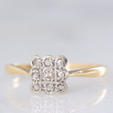 Anello antico in oro giallo 18K e platino con diamanti (0.09ctw ca.), anni ‘10/‘20