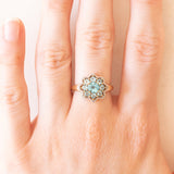 Blumenförmiger Vintage-Ring aus 9-karätigem Gelb- und Weißgold mit Apatiten (ca. 0.80 ctw) und Diamanten, 2007