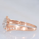 Anello contrarier a fiore in oro rosa 9K con diamanti (0.12ctw ca.)