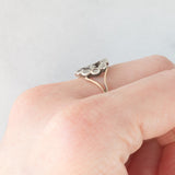 Anello antico in oro giallo 14K e argento con diamanti di taglio rosetta, primi del ‘900