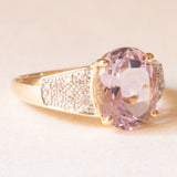 Vintage-Cocktailring aus 14-karätigem Gelb- und Weißgold mit Amethyst (ca. 4.20 ct) und Diamanten (ca. 0.22 ctw), 80er Jahre