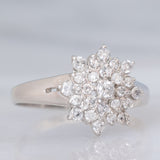Anello a fiocco di neve in platino con diamanti di taglio brillante (0.50ctw), anni ‘70/‘80