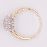 Anello a margherita vintage in oro giallo e bianco 9K con diamanti, anni ‘80/‘90