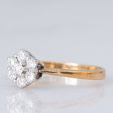 Vintage-Blumenring aus 9-karätigem Gelb- und Weißgold mit Diamanten im Brillantschliff (ca. 0.33 ctw)