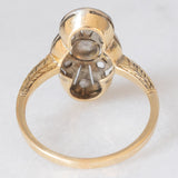 Anello antico in oro giallo 18K e argento con diamanti di taglio rosetta, primi del ‘900