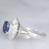Ballerina in blu - Anello ballerina vintage in platino con zaffiro e diamanti