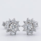 Orecchini a margherita vintage in platino con diamanti di taglio brillante (0.54ctw)