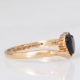 Anello vintage in oro giallo 9K con onice di taglio a cuore, anno 1989