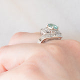 Anello ballerina moderno in platino con tormalina Paraiba (1.26ct) e diamanti (1.36ctw), anni ‘2000
