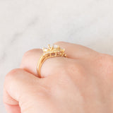Anello a fiore vintage in oro giallo 18K con diamanti (0.92ctw), anni ‘80