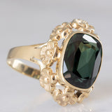 Anello da cocktail vintage in oro giallo 8K con spinello verde (3.80ct ca.), anni ‘70