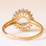 Vintage-Gänseblümchenring aus 9-karätigem Gelbgold mit Aquamarin (ca. 2 Karat) und Diamanten (ca. 0.18 Karat), Jahr 2005