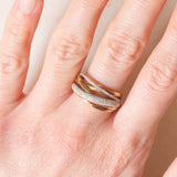 Vintage-Ring aus 9-karätigem Gelb- und Weißgold mit Diamanten (ca. 0.50 ctw), 60er/70er Jahre