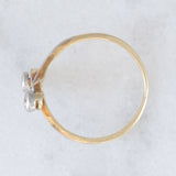 Anello Art Nouveau in oro giallo e bianco 14K con diamanti (0.12ctw ca.), anni ‘20