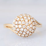 Anello tourbillion vintage in oro giallo 14K e diamanti (1.10ctw ca.), anni '70