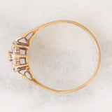 Anello a fiore vintage in oro giallo 9K con diamanti di taglio brillante (0.20ctw ca.), anno 1988