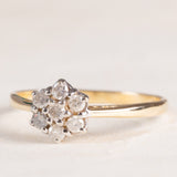 Vintage-Gänseblümchenring aus 9-karätigem Gelbgold mit Diamanten im Brillantschliff (ca. 0.35 ctw), 80er/90er Jahre