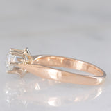 Solitario retrò in oro rosa 14K con diamante di taglio vecchia miniera (0.50ct ca.), anni ‘40