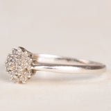 Bague fleur vintage en or blanc 9 carats et diamants (environ 0.20 ct), années 80