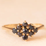 Anello a fiore vintage in oro giallo 9K con zaffiri (0.30ctw ca.), anni ‘80
