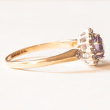 Vintage-Gänseblümchenring aus 9-karätigem Gelb- und Weißgold mit Amethyst (ca. 0.30 ct) und Diamanten (ca. 0.14 ct), 70er Jahre