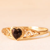 Vintage-Ring aus 9-karätigem Gelbgold mit herzförmigem Onyx