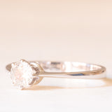 Solitario in oro bianco 18K con diamante di taglio vecchia Europa (0.35ct ca.)
