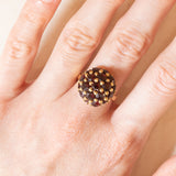 Vintage-Ring aus 18 Karat Gelbgold mit Granaten, 50er/60er Jahre