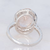 Anello a margherita vintage in platino con morganite (5.20ct) e diamanti (0.85ctw), anni ‘2000