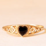 Vintage-Ring aus 9-karätigem Gelbgold mit herzförmigem Onyx