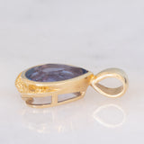 Ciondolo vintage in oro giallo 9K con fluorite (4.30ct ca.), anni ‘80
