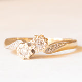 Vintage Toi et Moi in 9K yellow gold with diamonds (approx. 0.10ctw), 50s